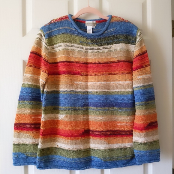 Coldwater Creek Multicolor Stripe Sweater Size M - Picture 1 of 7